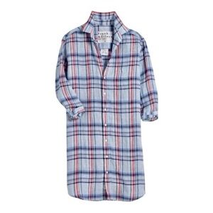 FRANK & EILEEN Blue Plaid Linen Mary Shirt Dress size large